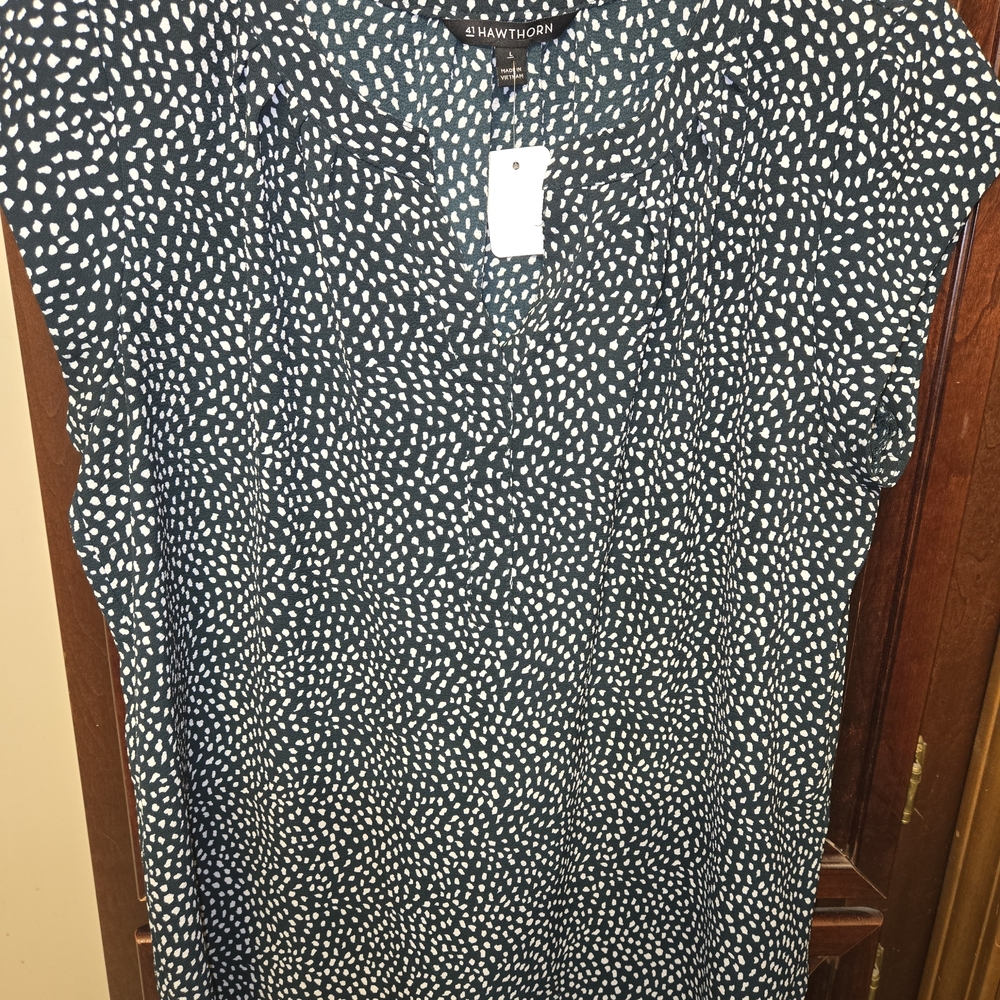 41 Hawthorn Forest green and white Patterned Blouse